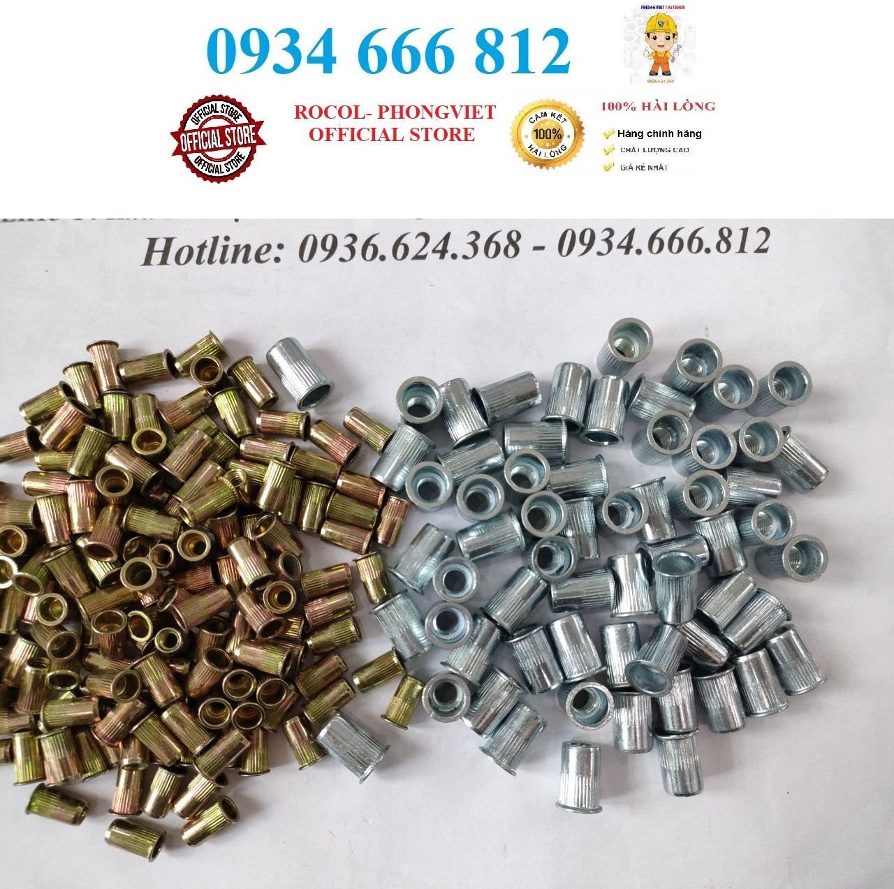 50c Ốc tán rút chân nhỏ M4, M5,M6,M8