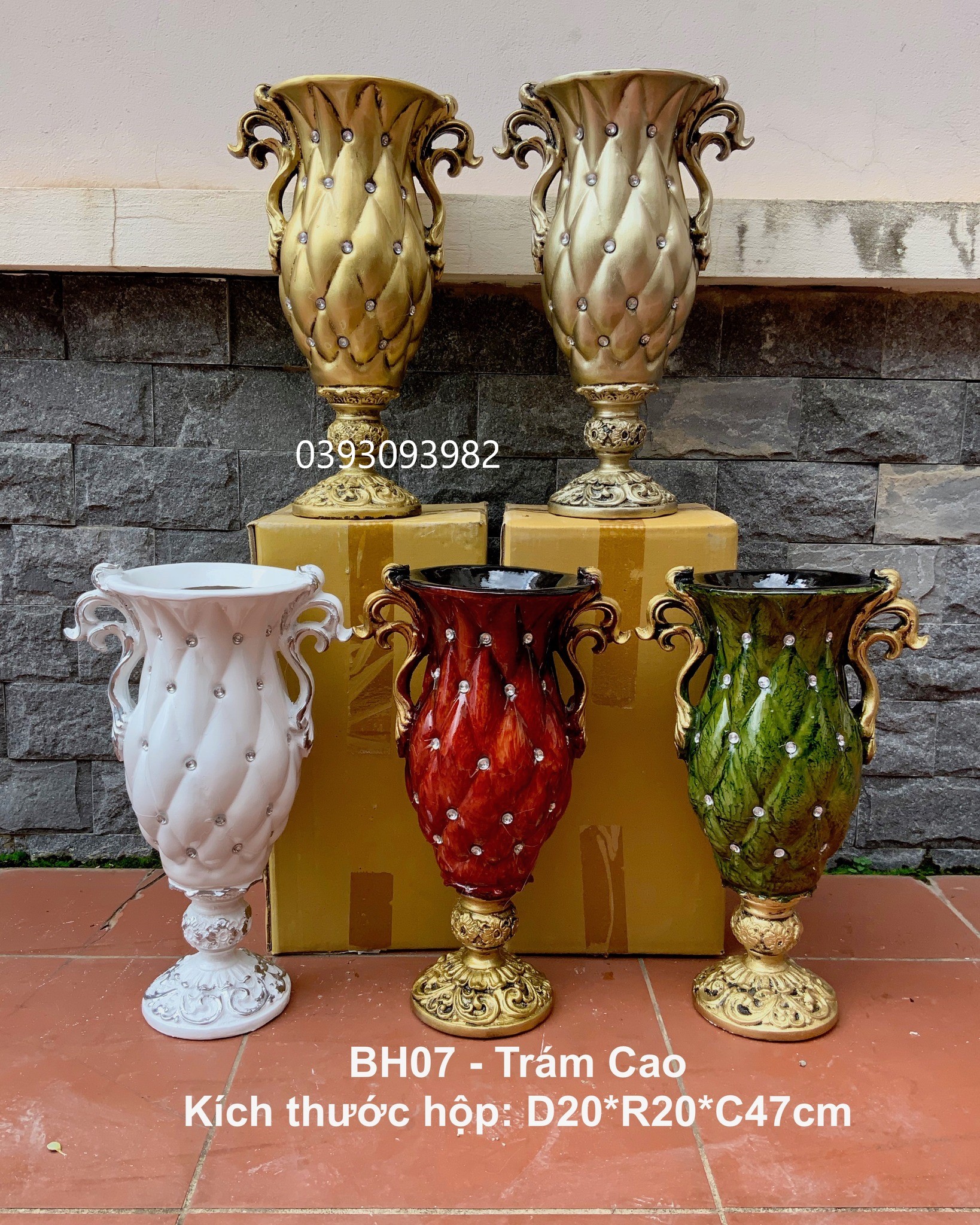Bình hoa composite trám cao BH07- C47cm