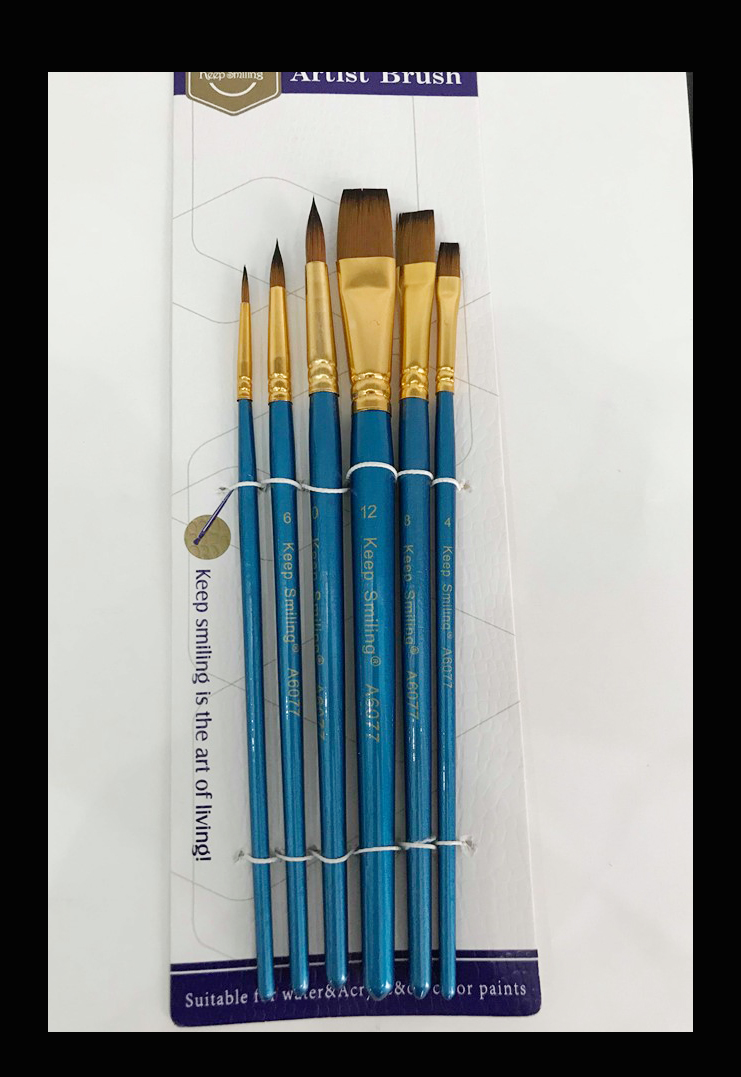 BỘ CỌ VẼ MÀU NƯỚC 6 CÂY - BỘ CỌ VẼ 6 CÂY LỚN NHỎ - BỘ CỌ 6 CÂY MÀU XANH NGỌC