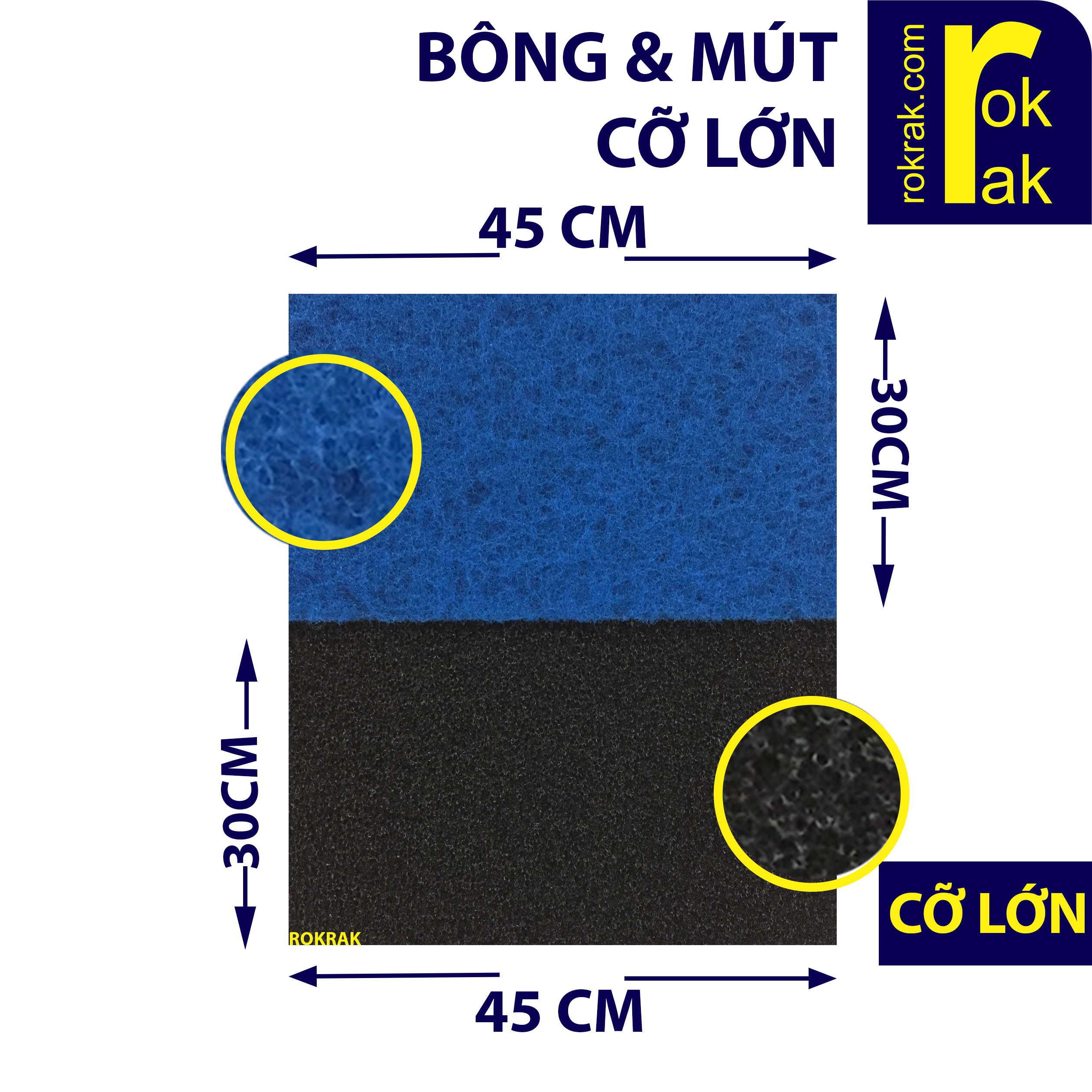 Combo Bông xanh & Mút đen Khổ Lớn Lọc hồ cá