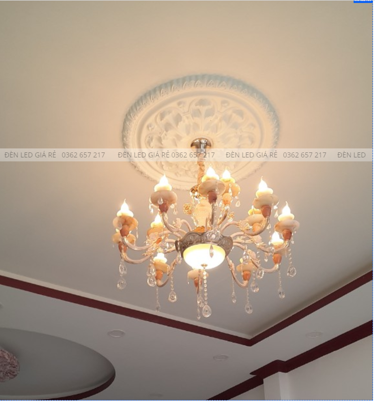FREE SHIP : Đèn chùm 15 tay chao đá , tặng bóng led