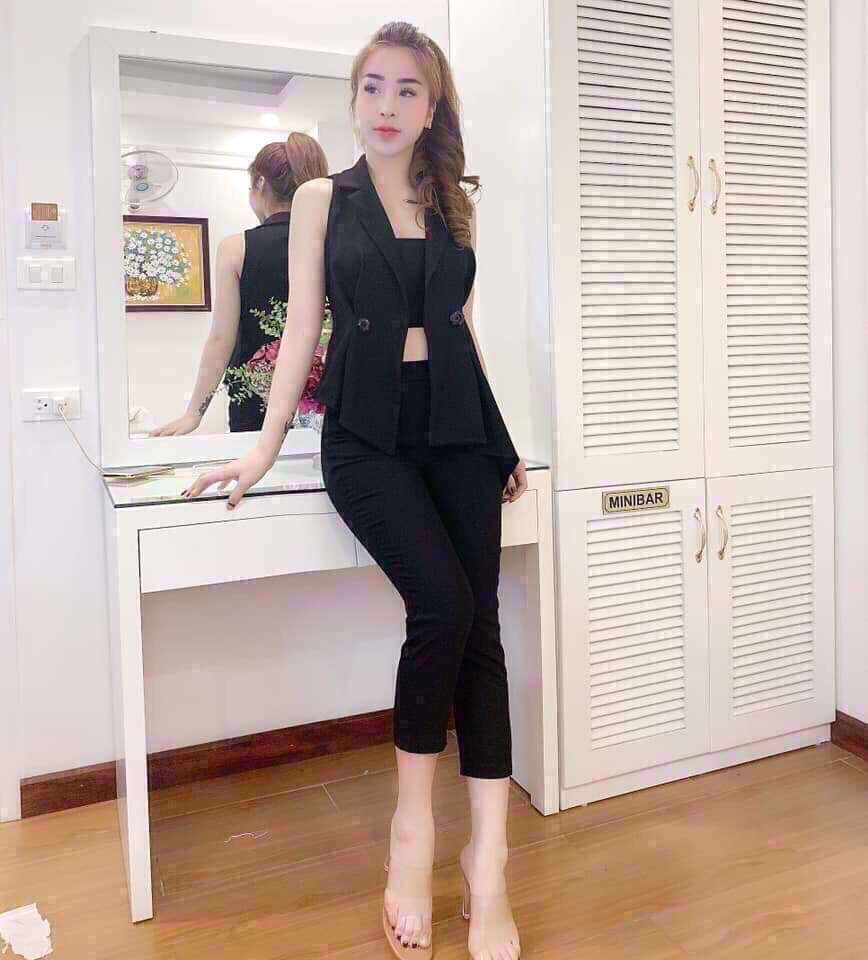 [HCM]Sét vest nữ 3 món (áo vest+ áo ống+quần dài)