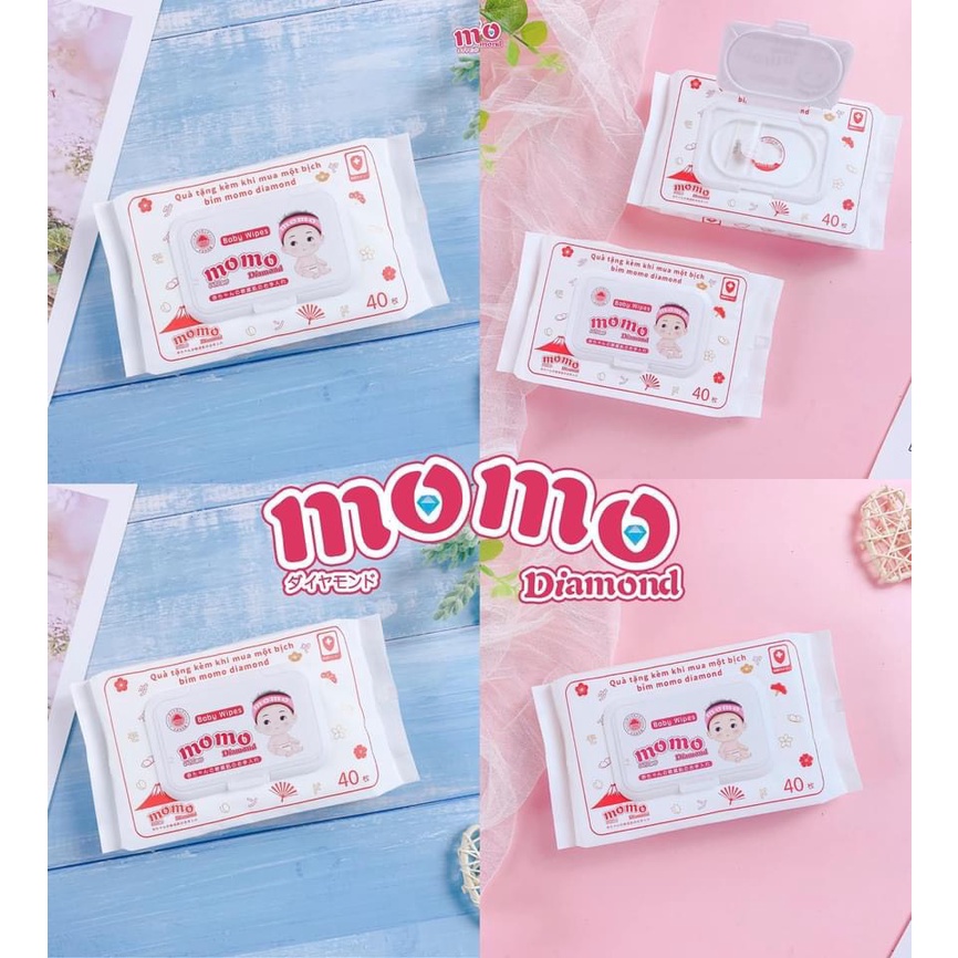 ( FREESHIP ) Khăn ướt/Giấy ướt không mùi MOMOTARO/MOMO DIAMOND (1 bịch /60 tờ rút)