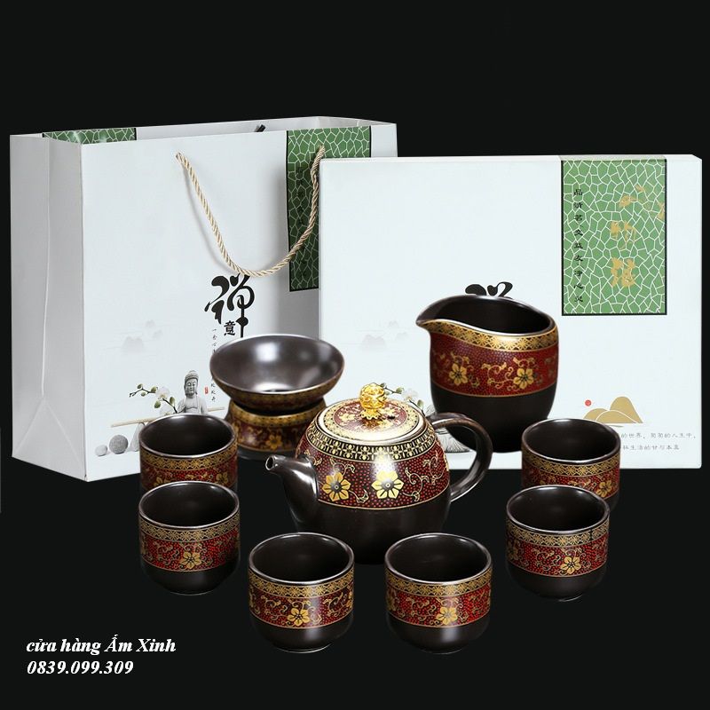 Bộ ấm chén sứ pha trà đạo (đầy đủ như hình)