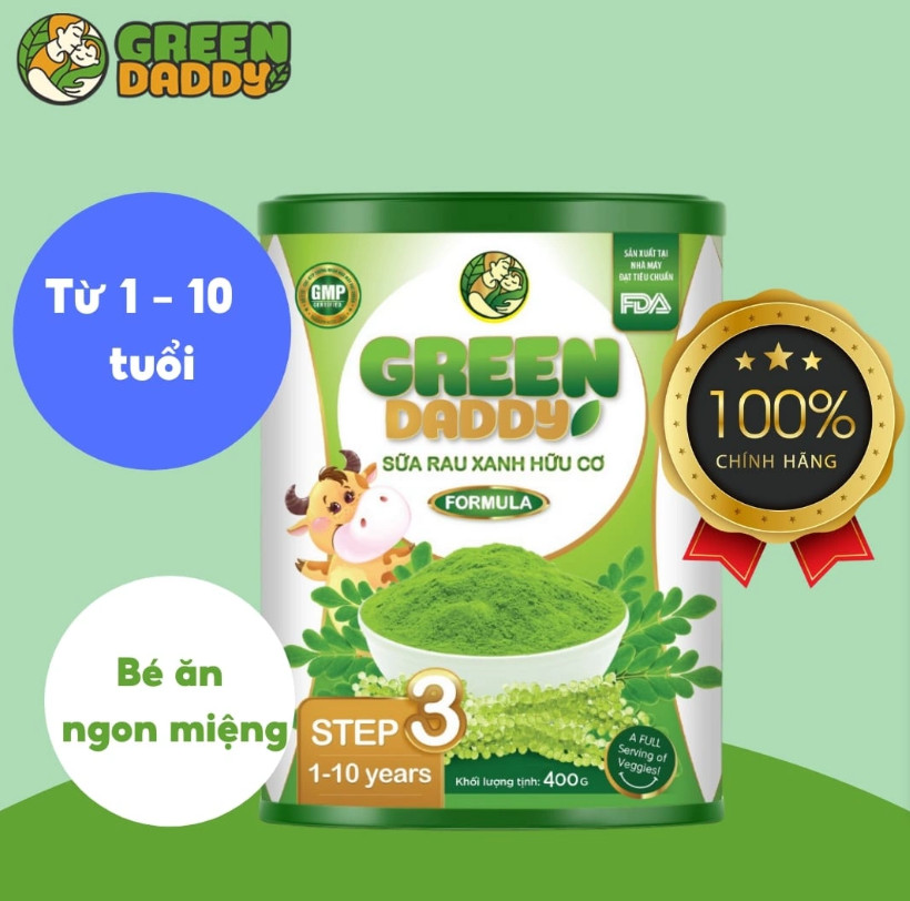 Green Daddy Sữa rau xanh hữu cơ Formula Step 3 từ 1-10 tuổi 400g