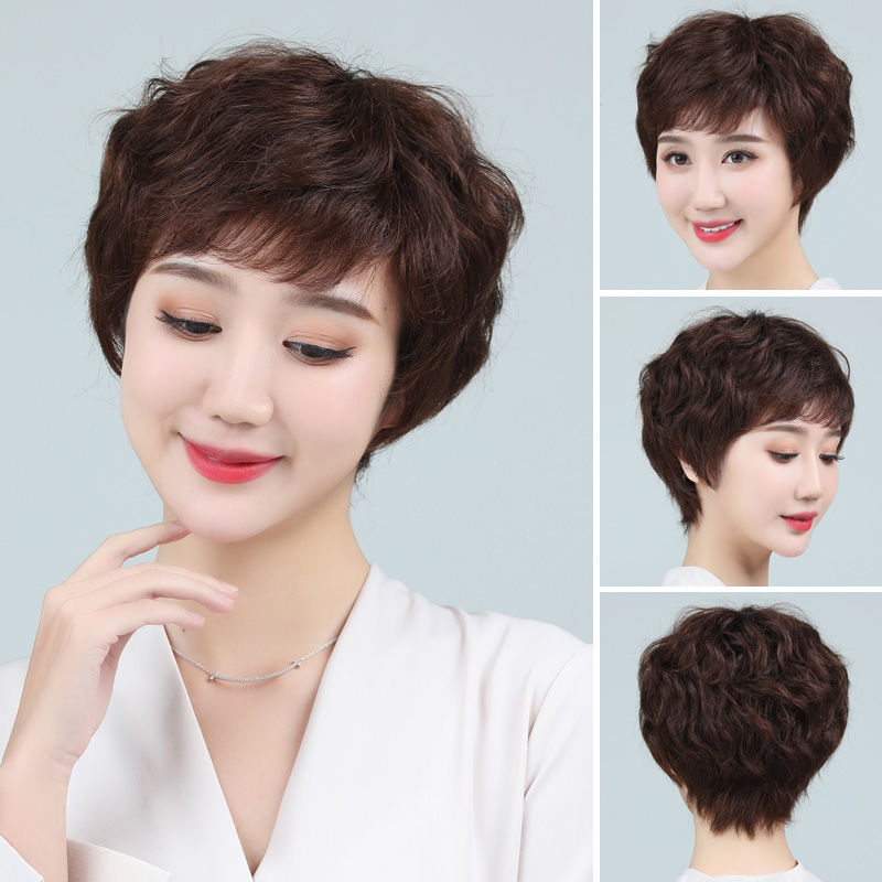 Phụ nữ trung niên và cao tuổi, tóc thật, tóc giả, tóc ngắn, tóc thật, tóc thật hot