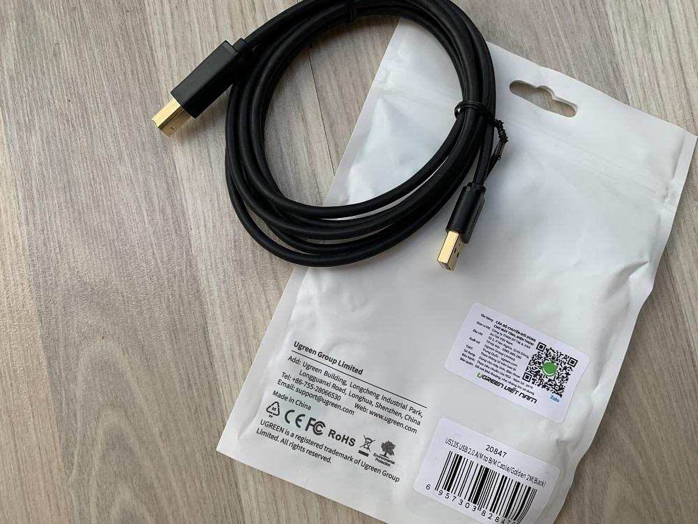 Cáp Máy In USB 2.0 dài 2M, màu đen Ugreen 20847