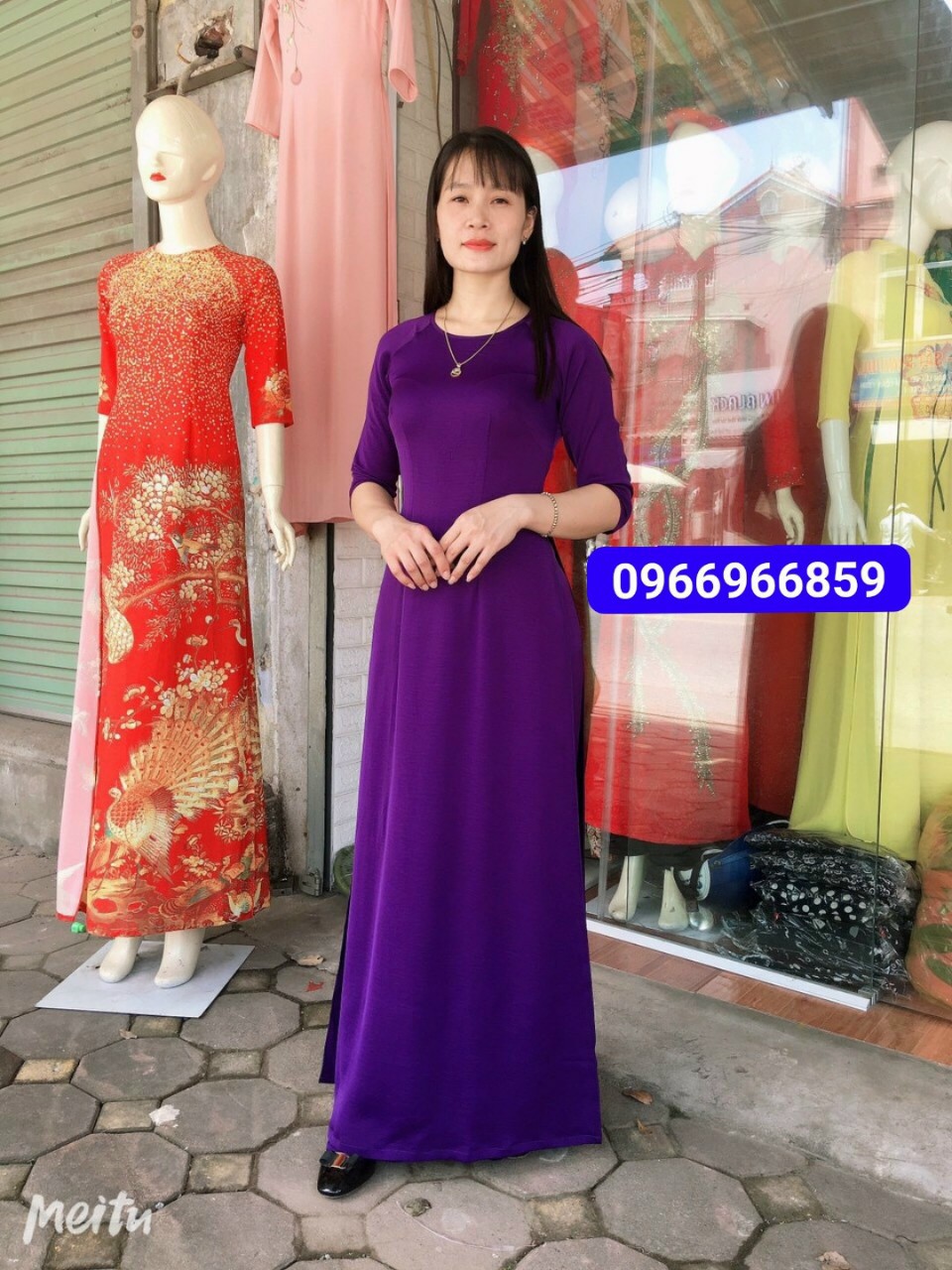 Áo dài tím huế mộng mơ vải lụa Tô Châu - Áo Dài Đan Linh