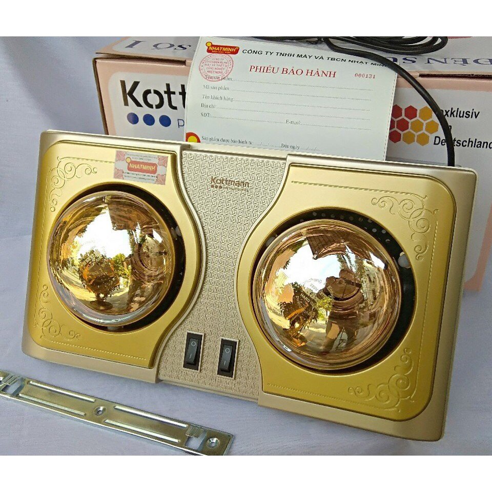 Đèn sưởi nhà tắm Kottmann 2 bóng vàng K2B-H (Trắng phối vàng)