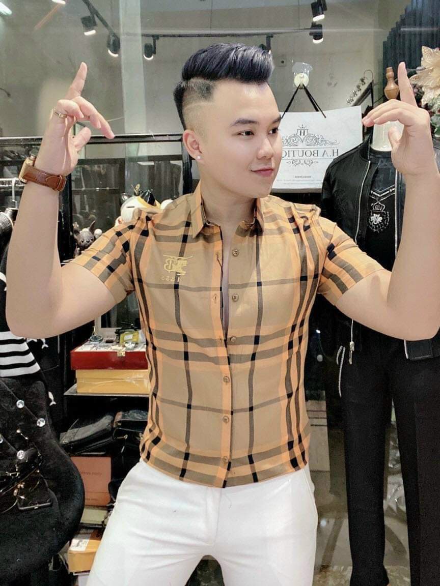 Áo sơ mi nam tay ngắn phối sọc siêu hot siêu đẹp