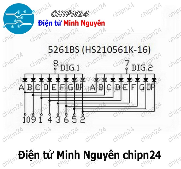[2 con] (F23) Led 7 Đoạn 0.56 inch 2 Số Dương chung (Sáng Đỏ)
