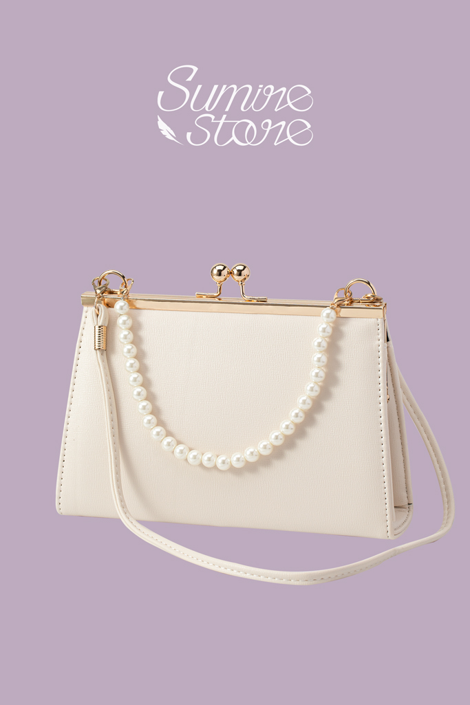Sumire Store Túi xách dây đeo hạt tròn kem