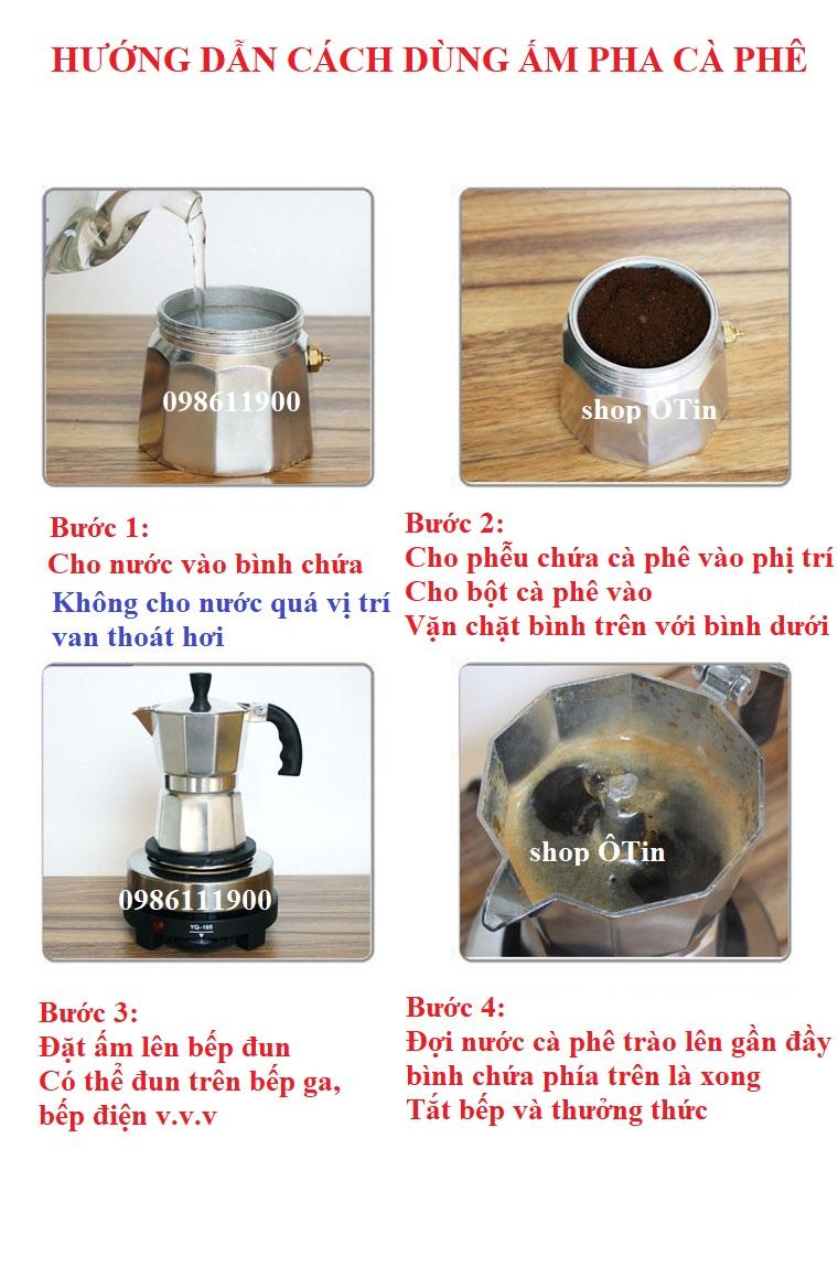 [HCM]Ấm pha cà phê 600ml ấm pha cà phê moka pot express 12 tách