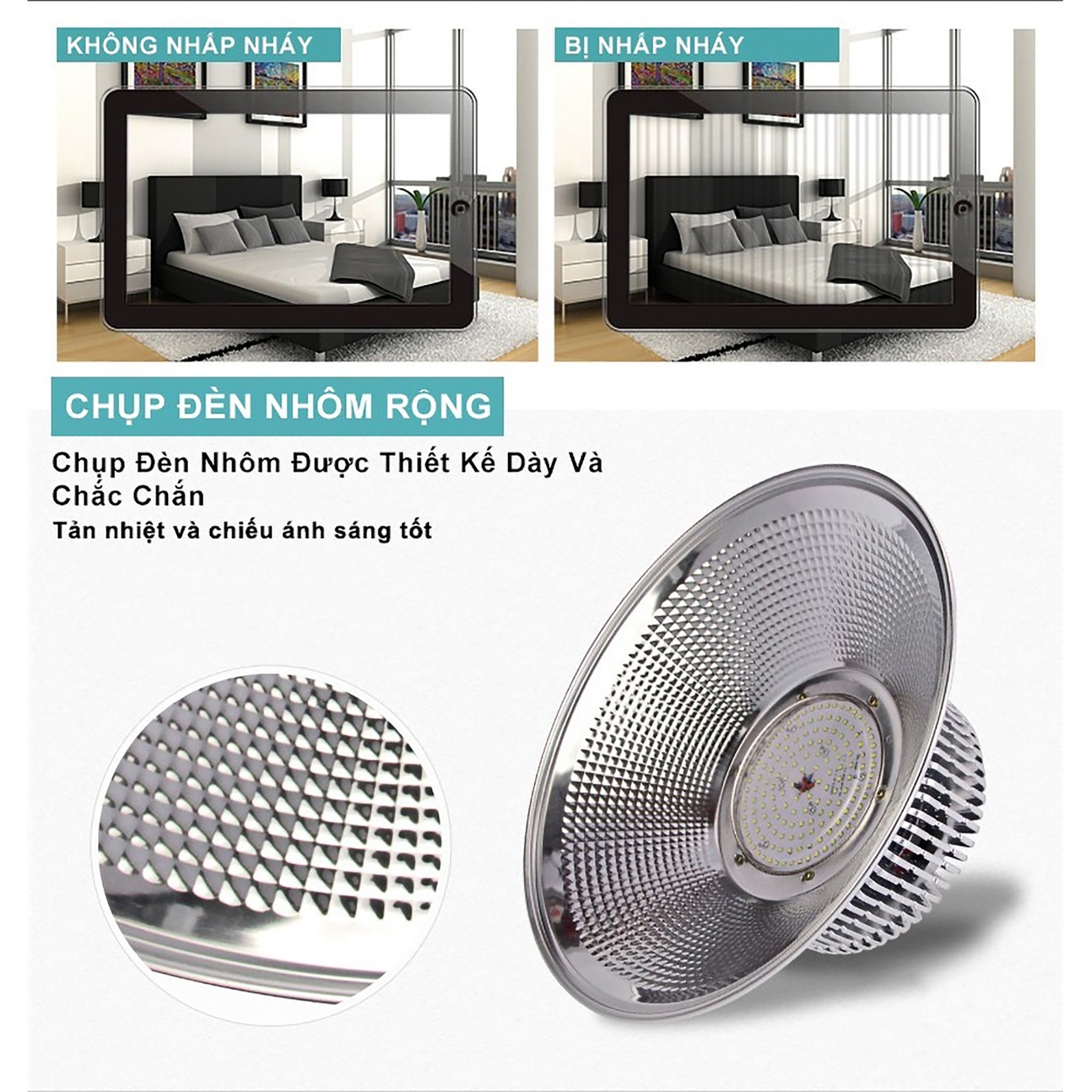 Đèn xưởng ECOFAN siêu sáng, tiết kiệm điện tối đa, đèn sân nhà xưởng 100W, 150W, 200W