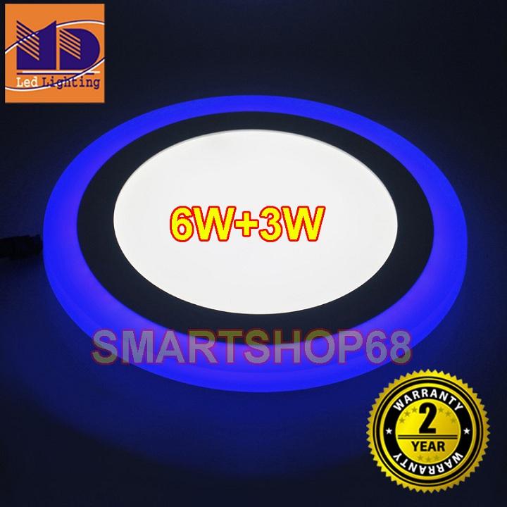 Đèn âm trần tròn viền đổi màu (6w+3-Φ100)