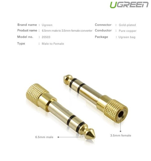 Đầu chuyển audio 6.5mm sang 3.5mm UGREEN 20503