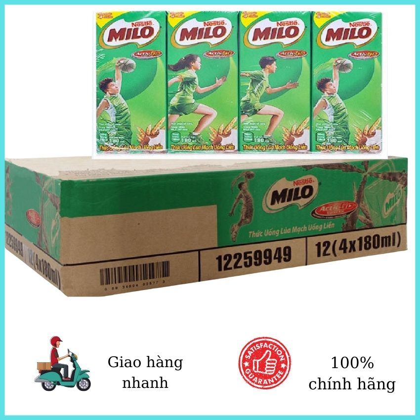 [HCM] Sữa Milo Lốc 4 hộp thức uống lúa mạch Milo Active Go 180ml MSMLO1
