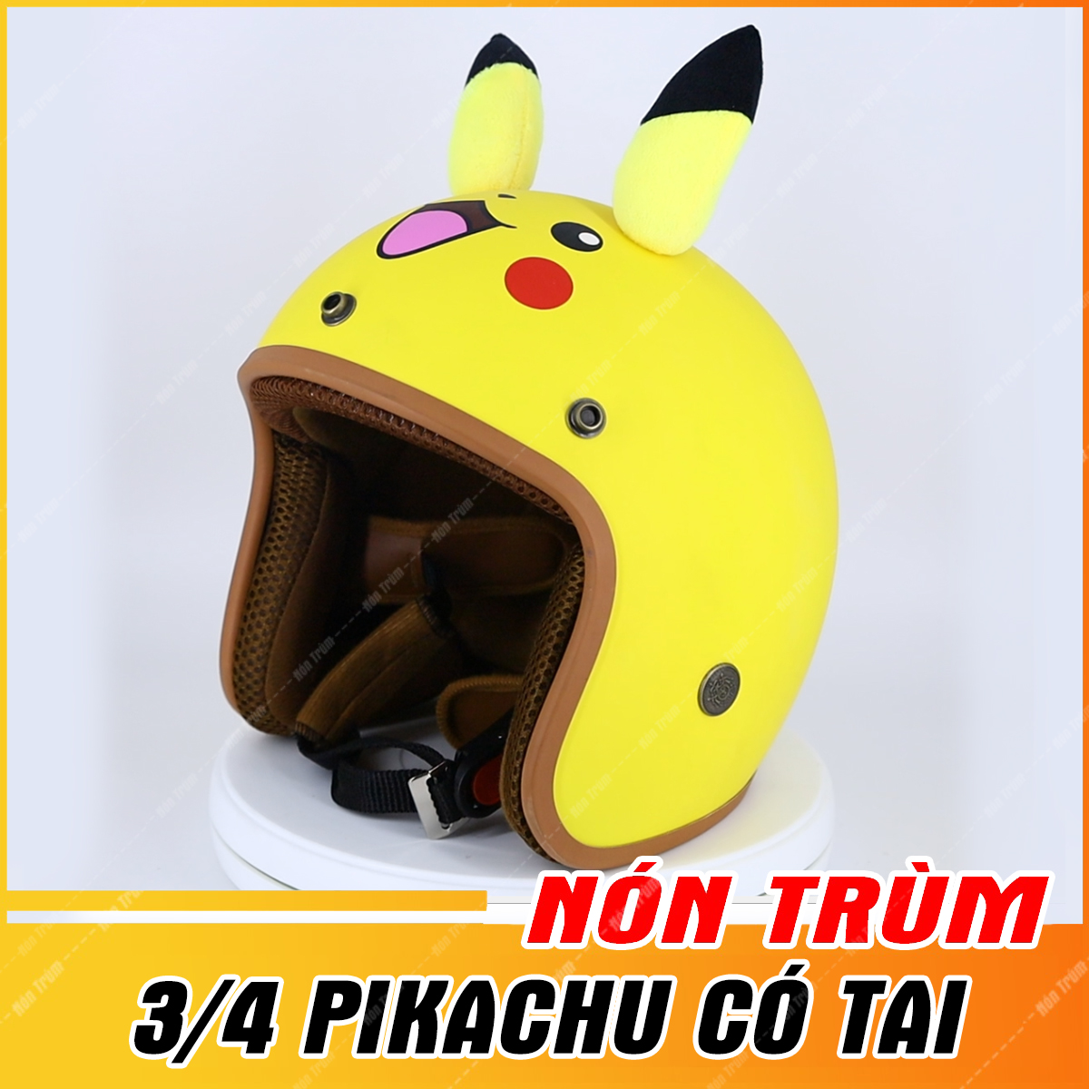 HCMMũ Bảo Hiểm 3 4 ASAMA Có Tai - Siêu Cute - Pikachu