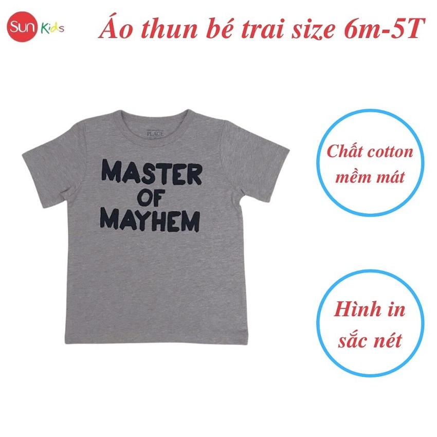 Áo thun bé trai xuất xịn, áo phông cho bé trai, chất cotton, size 6m-5 tuổi - SUNKIDS