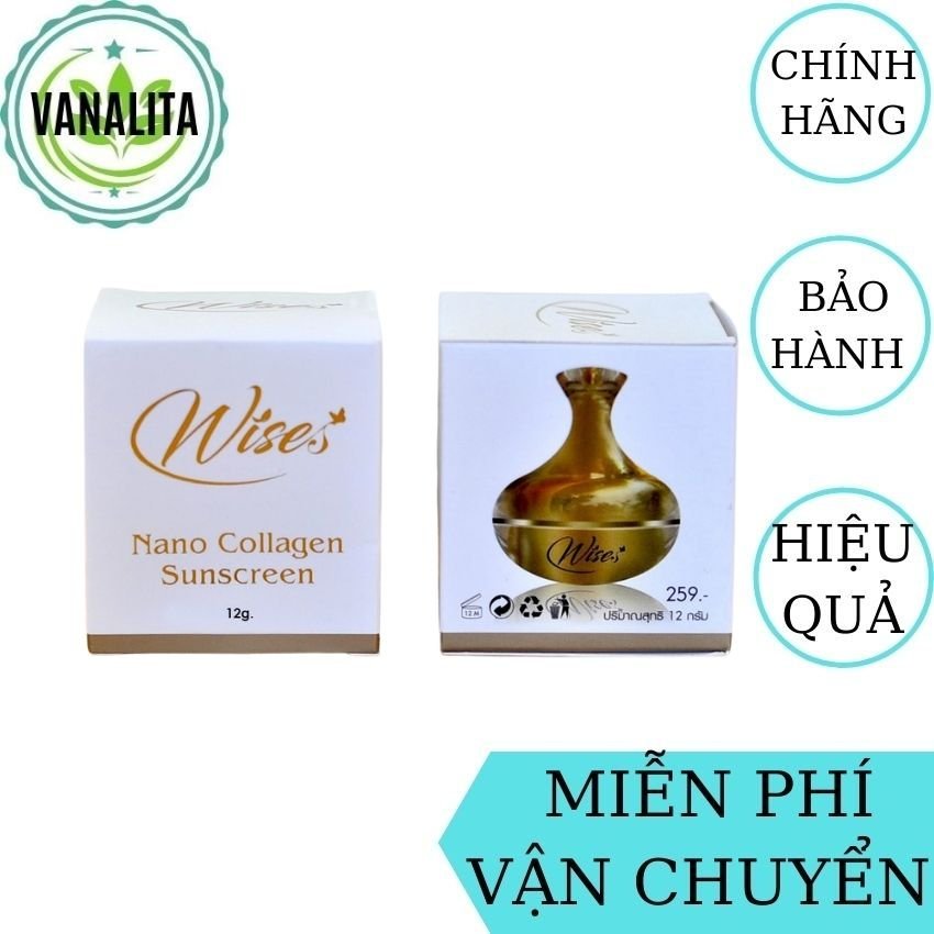 [Freeship+Quà] Kem Chống Nắng Che Khuyết Điểm Wise Nano Collagen Thái Lan VANALITA giúp nâng tông da, làm kem nền, da trắng sáng, kiềm dầu, che khuyết điểm-12g