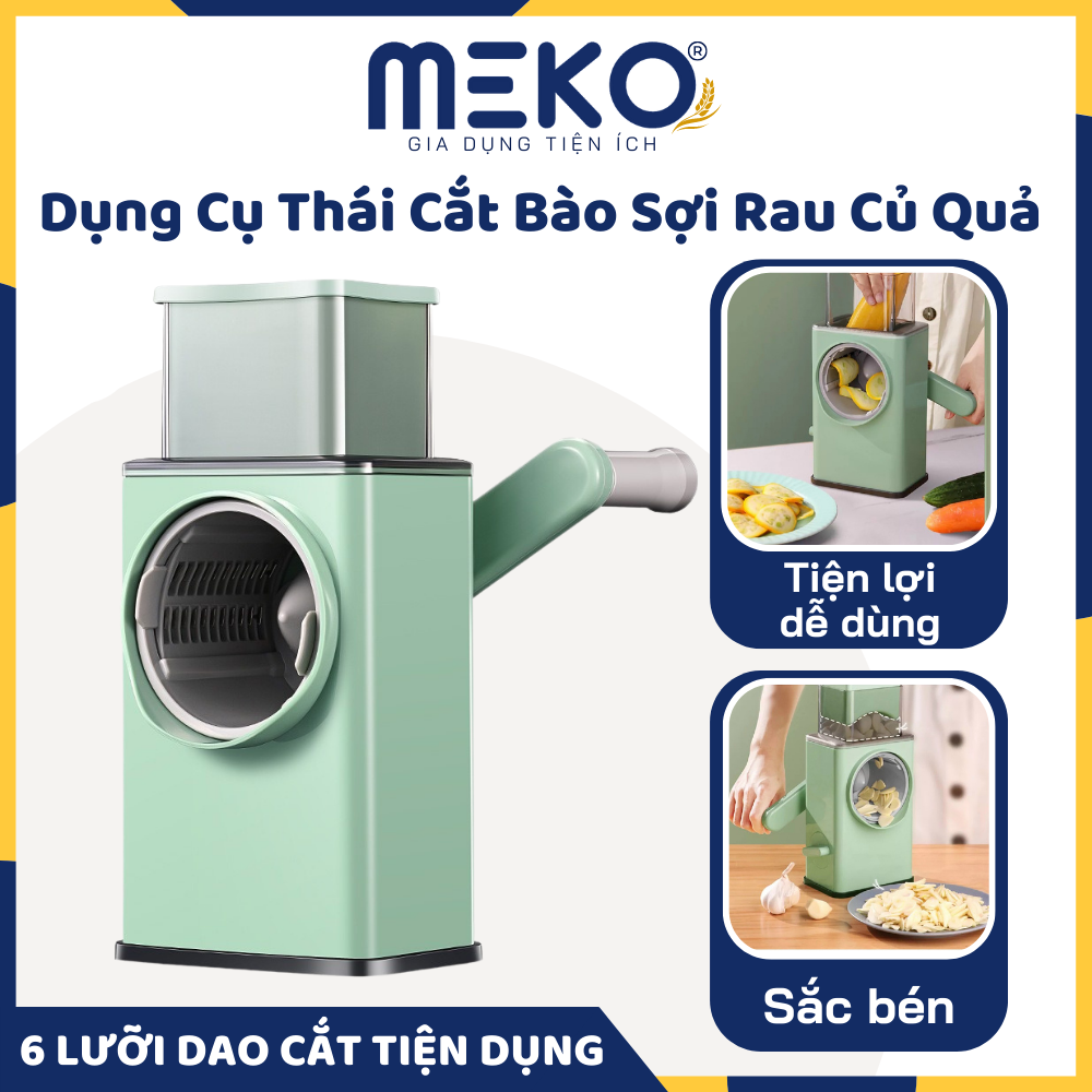 Máy Thái Lát Rau Củ Quả - Máy Bào Sợi Cắt Củ Quả Đa Năng Kèm 6 Lưỡi Dao Cắt Tiện Dụng