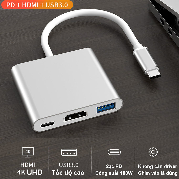 USB Type-C đến USB-C 4K HDMI, VGA USB 3.0, Trinp top, 4K HD