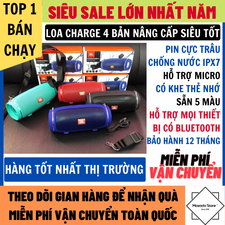 Loa Bluetooth Charge 4 Không Dây Bản Nâng Cấp Âm Thanh Siêu Hay, Chip Cải Tiến Hỗ Trợ Mọi Dòng Thiết Bị, Loa Bluetooth Không Dây, Loa Không Dây, Loa Blutooth, loa bluetooth loa vi tính