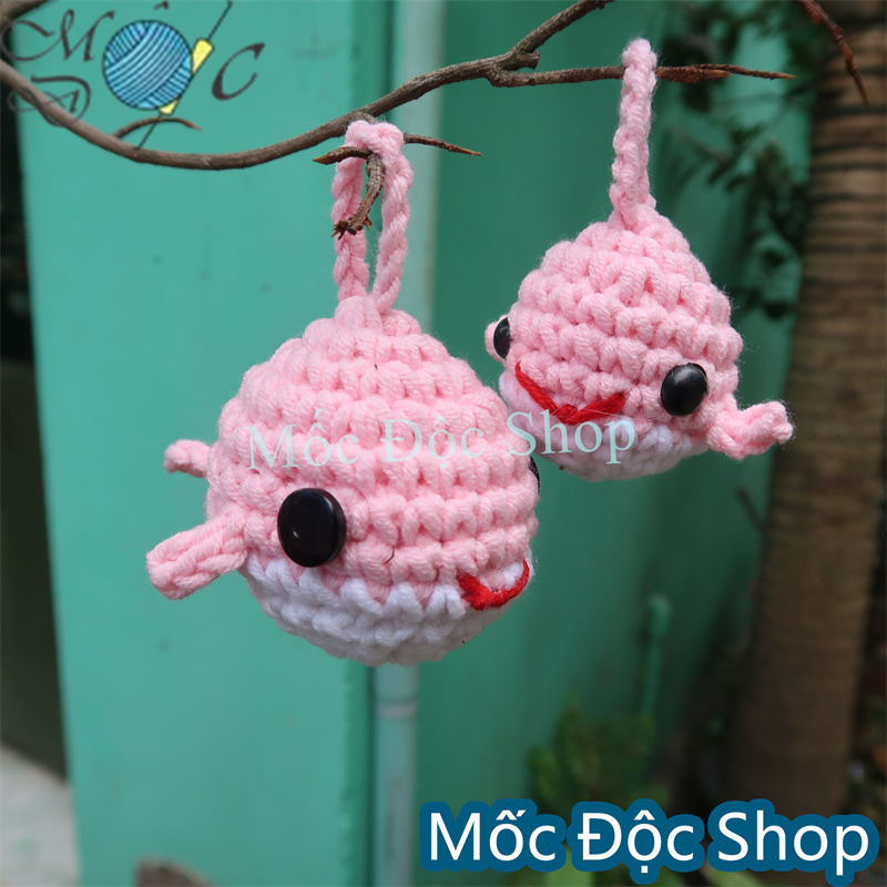 Móc khóa len handmade cá voi (nhiều màu)