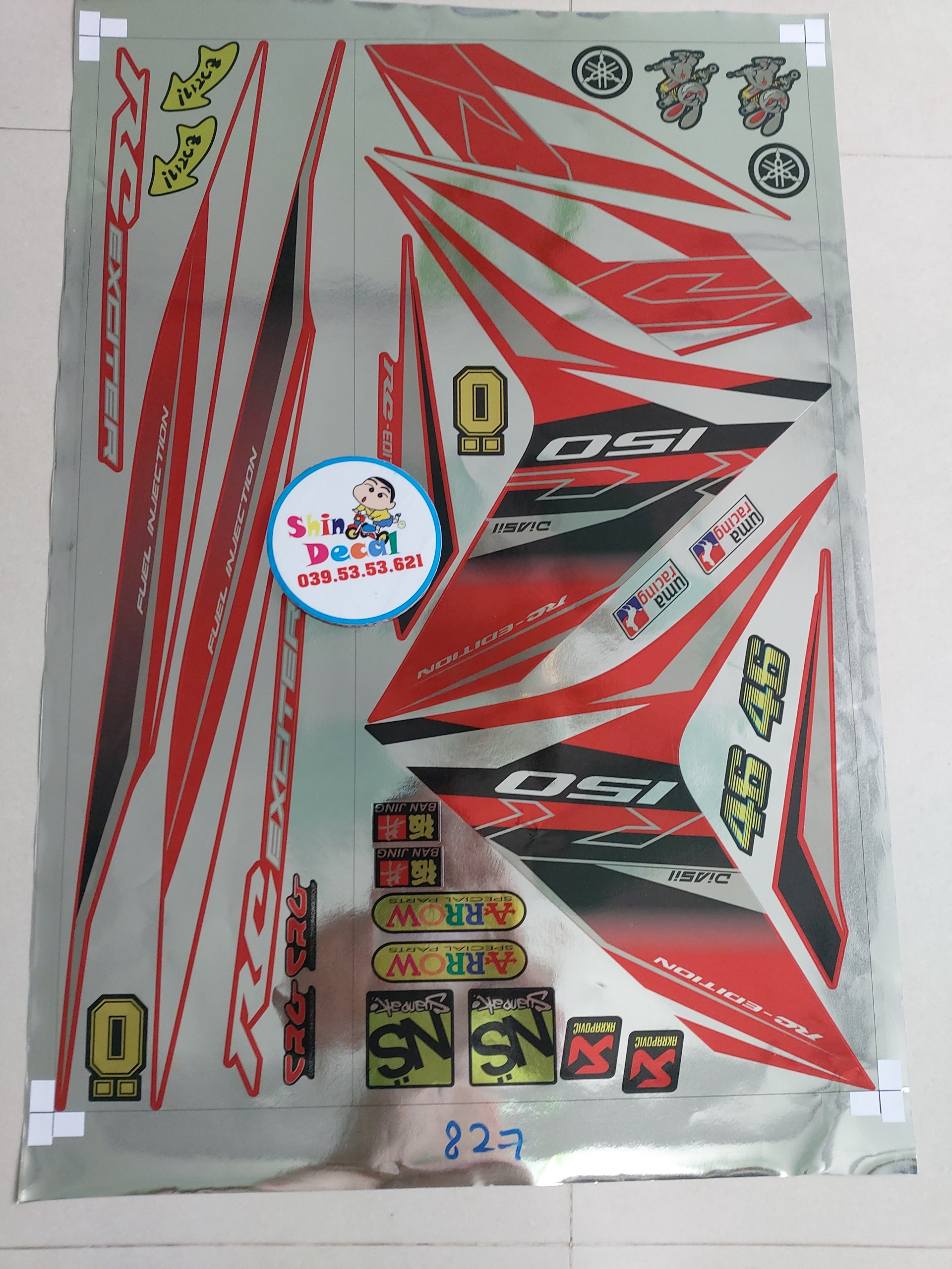 Tem exciter 150 rc tặng logo