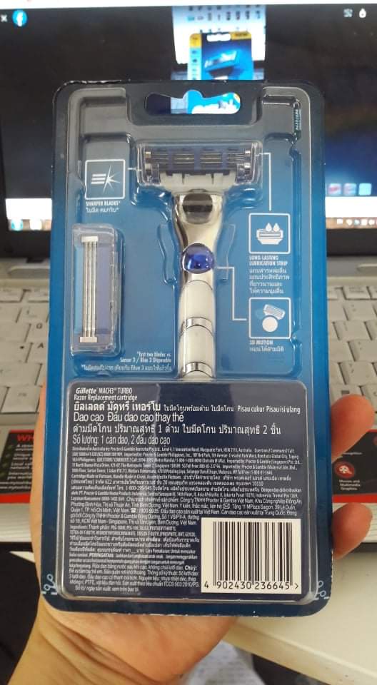 Dao cạo Gillette Mach 3 Turbo 3D 1 cán + 2 đầu lưỡi( XẢ KHO SALE MẠNH)