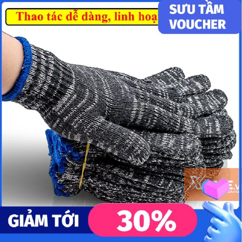 ( combo 10 đôi )Găng tay bảo hộ sợi len 60g, Bao tay len bảo vệ tay, chống trơn trượt, đeo thoải mái, không gây hầm bí