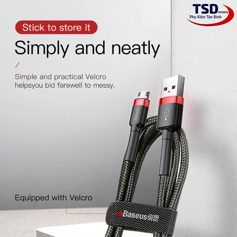 Cáp Sạc Nhanh Baseus Cafule Cổng Micro USB Dài 2 Mét Chính Hãng
