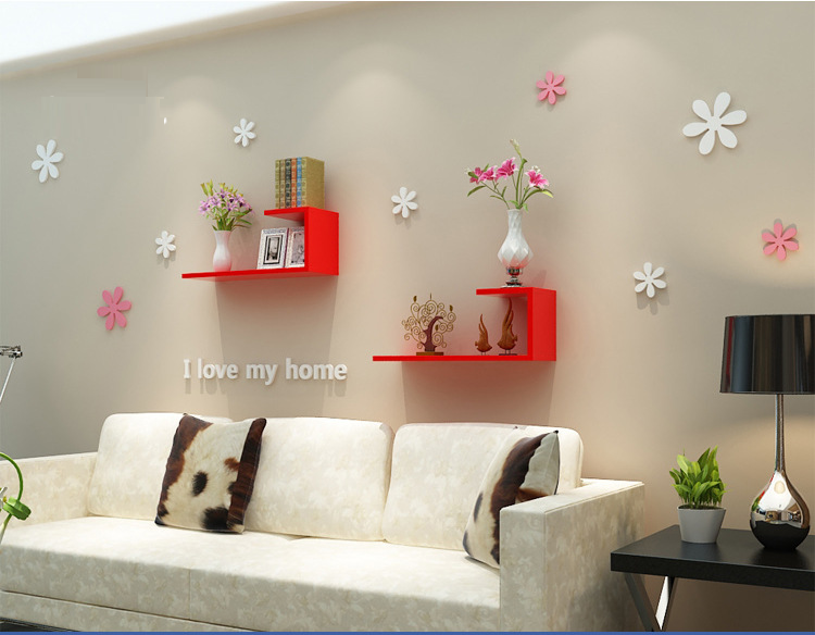 Bộ 2 kệ gỗ treo tường chữ J Diachire (Trắng Đen)