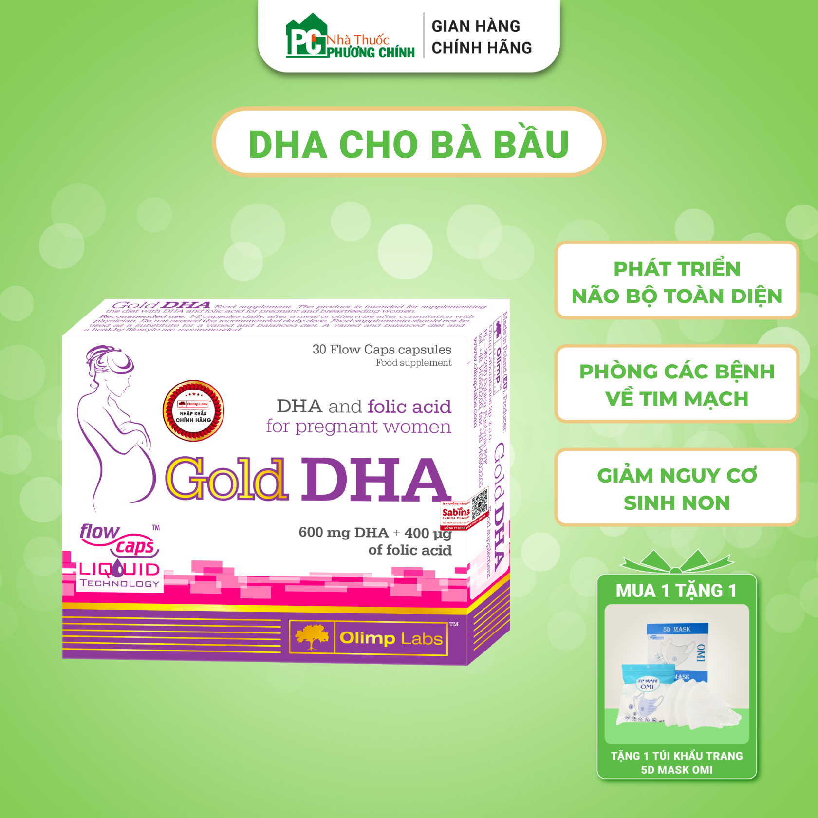 Dha cho bà bầu gold dha chela - bổ sung dha & axit folic cho bà bầu & phụ nữ sau sinh