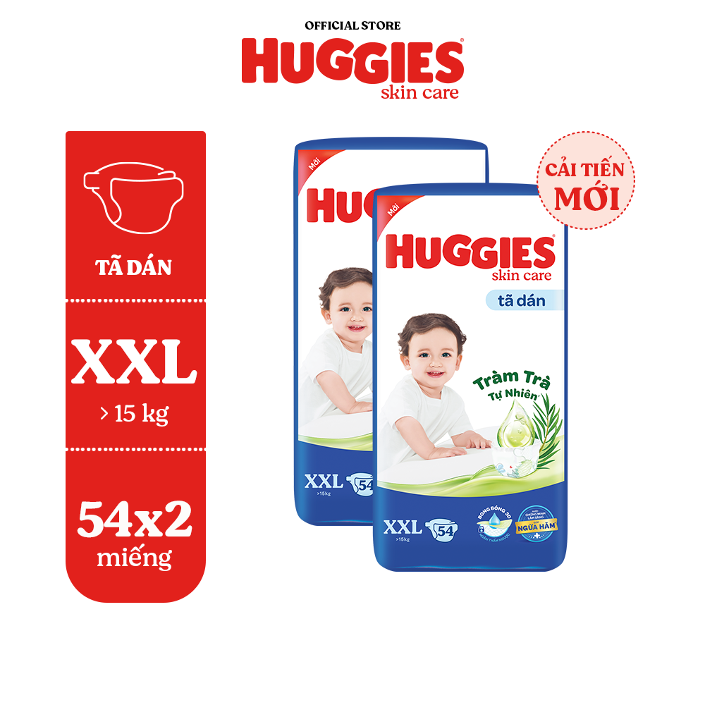 Combo 2 Tã/bỉm dánHuggies Skincare Super Jumbo M76+3/L68/XL60/XXL54