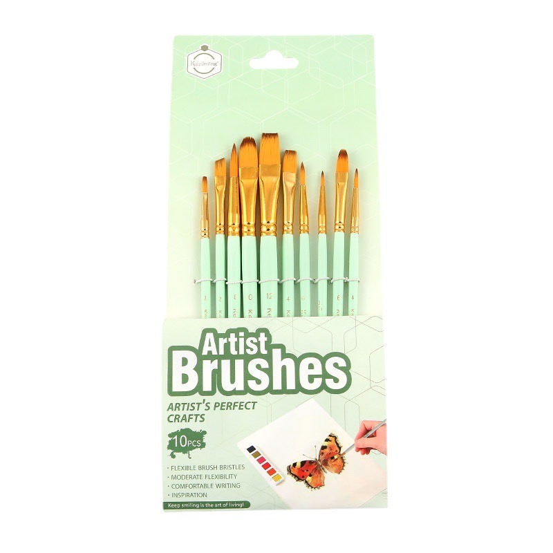 Bộ 10 cọ vẽ cơ bản keep smiling xanh mint pastel