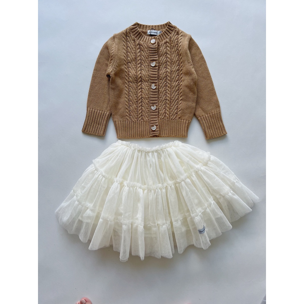Áo Khoác Len Bé Gái Vặn Thừng Macro & Micro Cable Knitted Cardigan 22