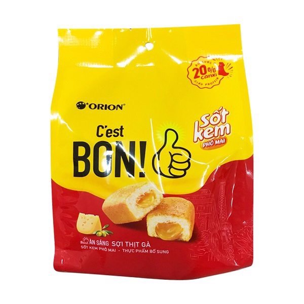 Bánh ăn sáng C'est bon Orion Sợi Thịt Gà/ Phô Mai (Gói 85G)