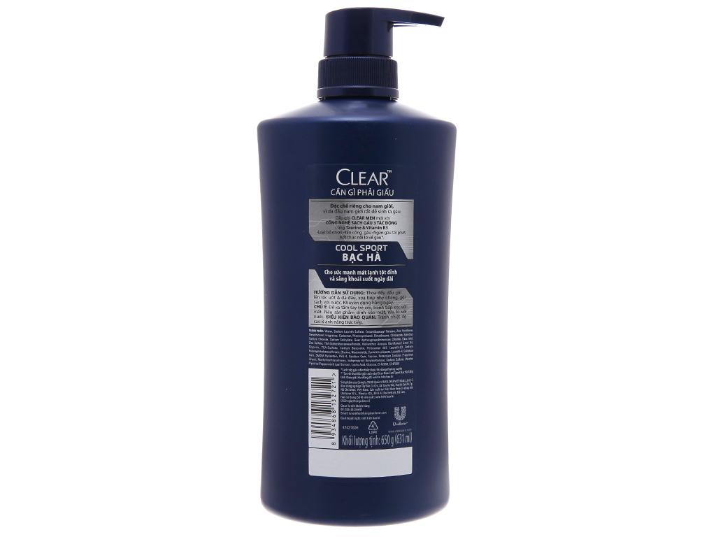Dầu Gội Clear Men Bạc Hà 900g