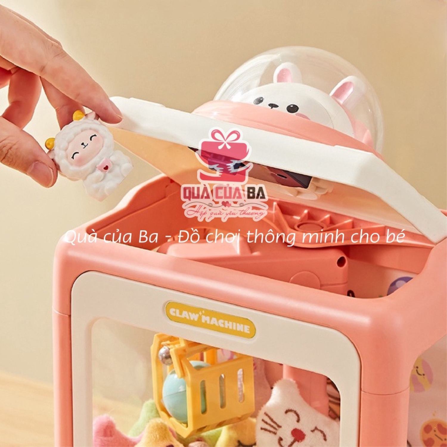 Đồ chơi máy gắp thú bông mini Rabbit Claw Machine có đèn, có nhạc cho bé
