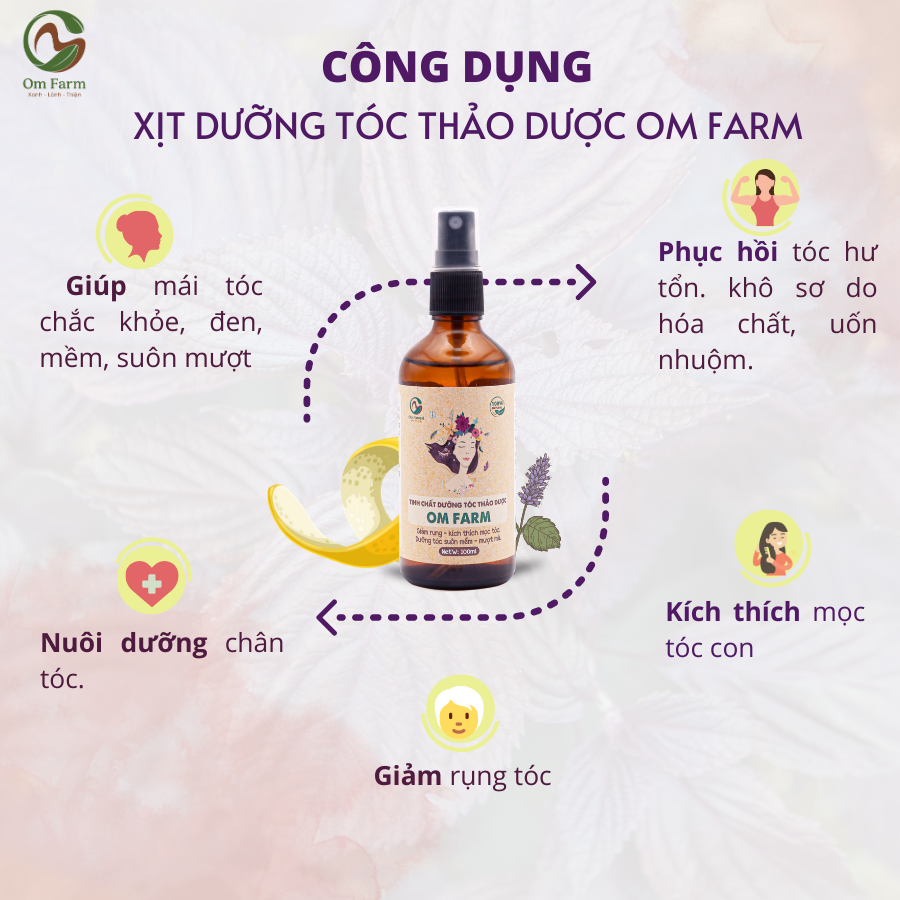 Tinh chất dưỡng tóc Bưởi Thảo dược Om farm 100ml