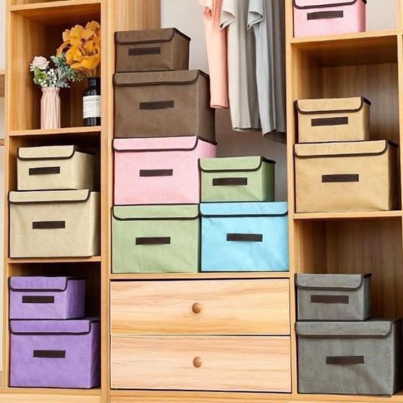 Sét 2 hộp vải đựng đồ dày dặn cứng cáp đa năng