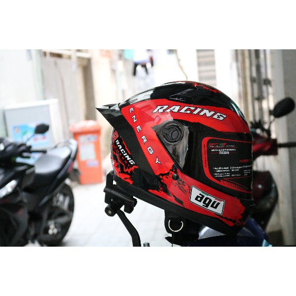 Nón bảo hiểm Fullface AGU Racing màu đỏ cao cấp
