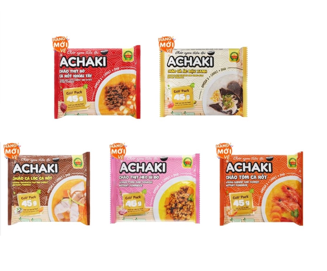 Cháo ăn liền achaki cây thị 72g đủ vị