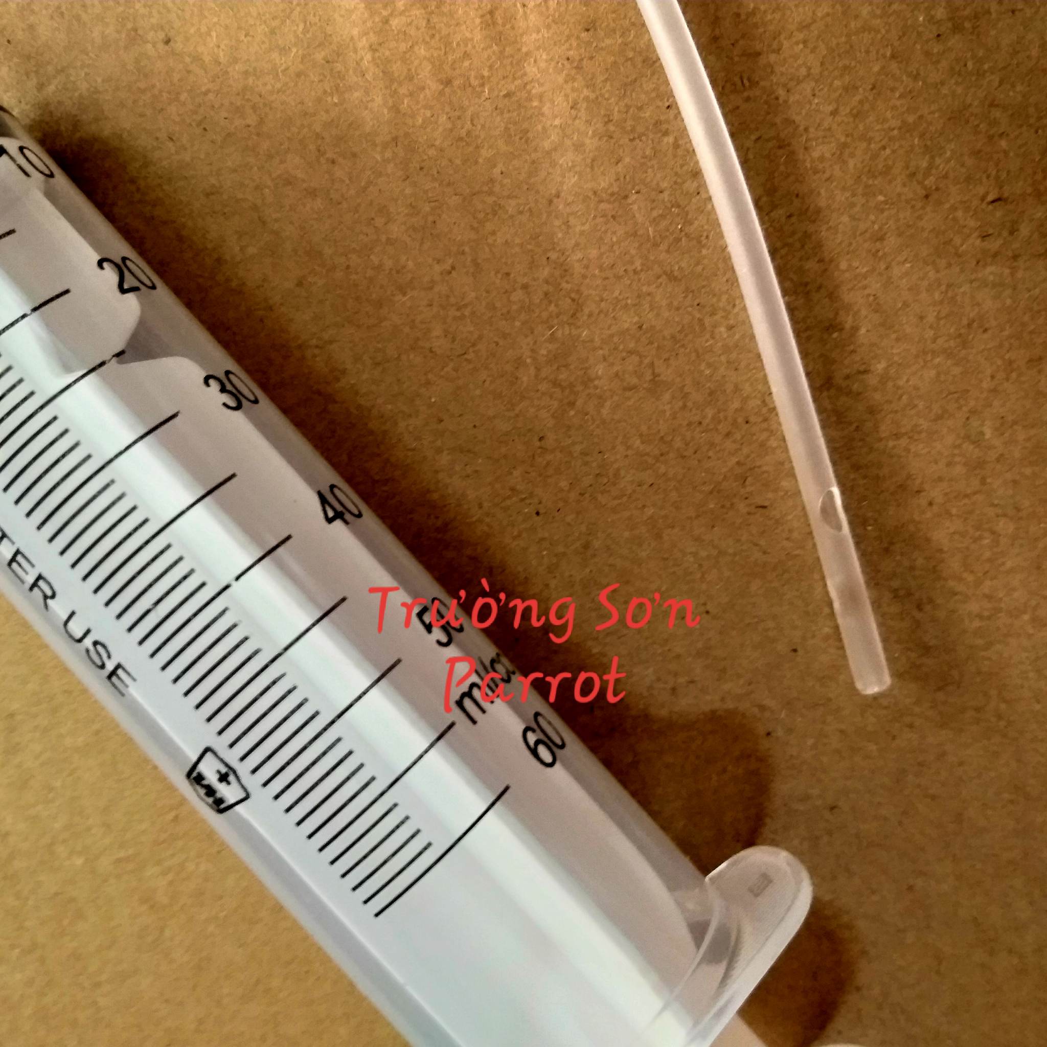 Xi lanh và ống luồn bơm bột cho vẹt non