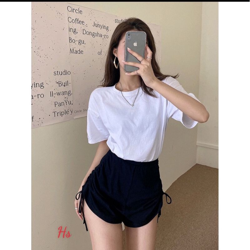 Quần short nâng mông rút dây nữ - Quần lưng cao nữ