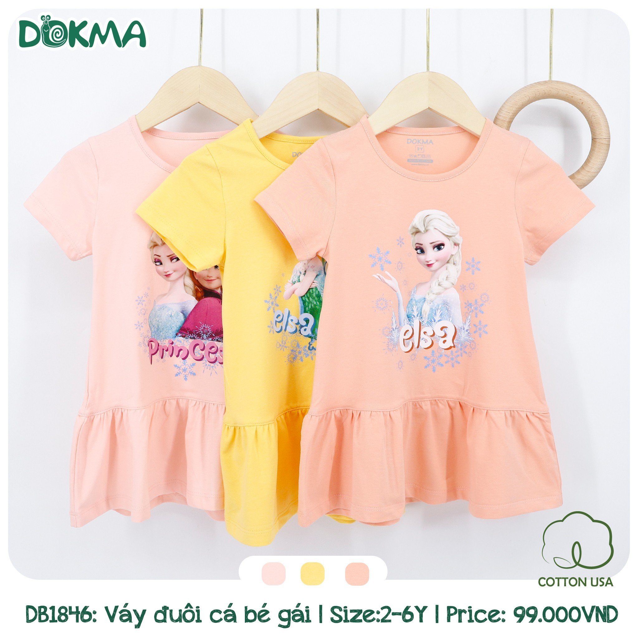 Váy cộc tay bé gái Dokma DB1846 (2-6 tuổi, 11-22kg)