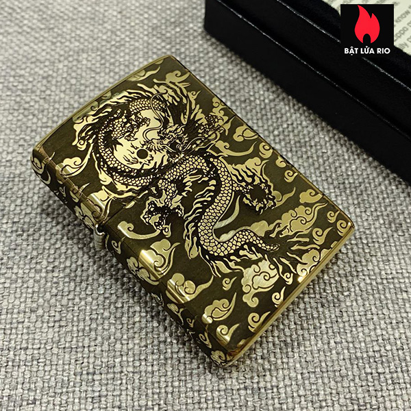 Zippo brass 254b khắc hình rồng châu á 4 mặt - zippo 254b.rca