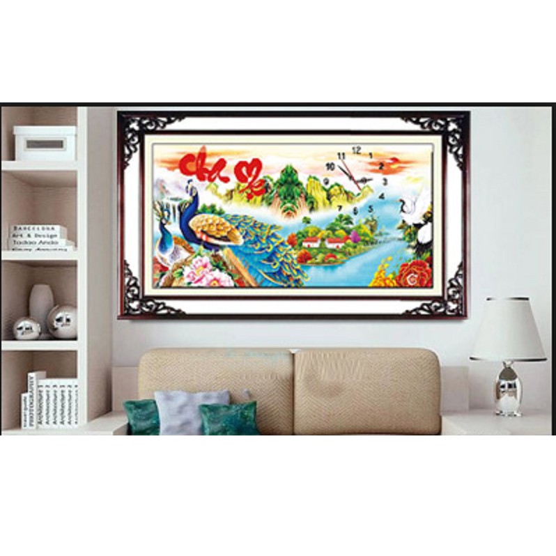 Tranh thêu chữ thập đồng hồ cha mẹ 222817- Ngocthinhshop