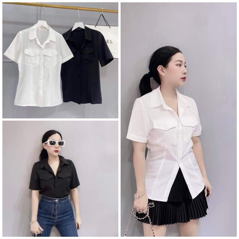 Áo sơ mi lụa cộc tay chất mịn đẹp